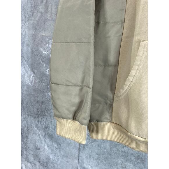 MAN BOOHOOMAN Men's Tan Colorblock Sleeve Pullover Hoodie SZ L - Picture 7 of 12